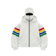 White Hoodie with Rainbow Striped Sleeve Print