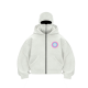 Minimalist White Hoodie with Pink & Blue Gradient Circle Print