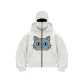 Cute Grey Cat Face Print Full-Zip Hoodie